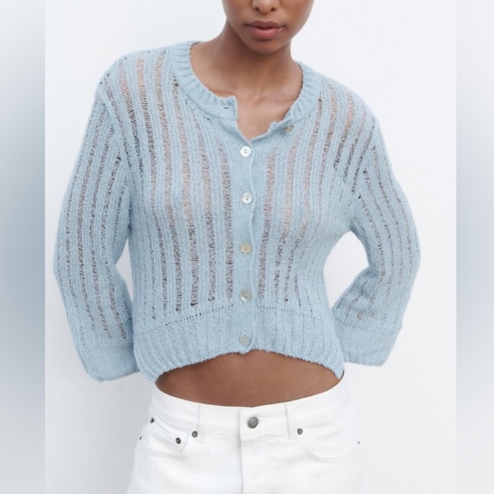 Zara light blue cardigan NWOT size M